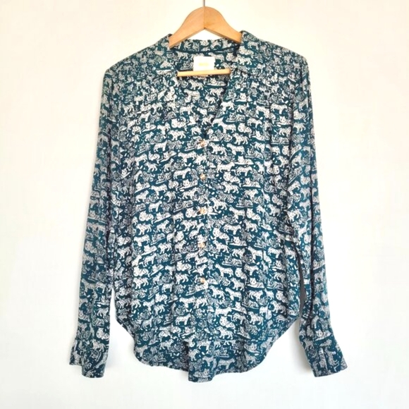Anthropologie Tops - Maeve | Emory Tiger Print Button Up in Teal
